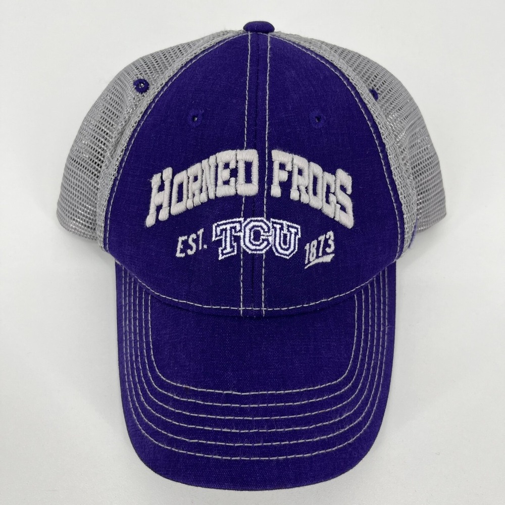 Russell Athletic TCU Horned Frogs Trucker Hat Purple Grey Snapback Cap Mens
